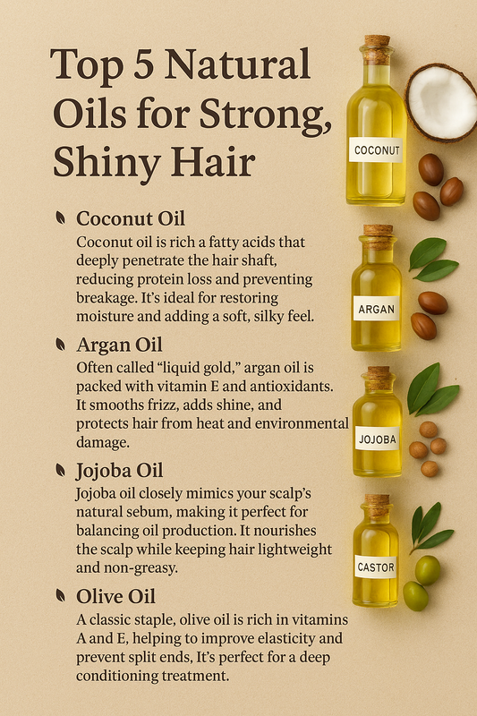 Top 5 Natural Oils for Strong, Shiny Hair